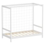 Lit enfant but de football 80x160 cm blanc bois avec sommier et filet