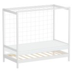 Lit enfant but de football 80x160 cm blanc avec matelas et sommier