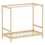 Lit enfant but de football 80x160 cm naturel bois + sommier et filet