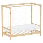 Lit enfant but de football 80x160 cm naturel avec matelas et sommier
