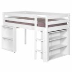 Lit enfant combin avec matelas bois massif blanc 90x190 cm
