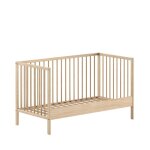 Lit enfant volutif avec barrires en bois 70x140cm - bois clair