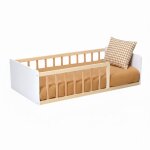 Lit enfant inspiration montessori au sol  barreaux bicolore 70x140