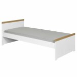 Lit enfant avec matelas effet bois blanc 90x190 cm