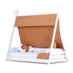 Lit d'enfant montessori 70x140 cm avec matelas et textile orange
