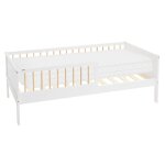 Lit enfant simple 80x160 cm matelas et barri�re inclus beige, blanc