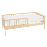 Lit enfant simple 80x160 cm matelas et barri�re inclus bois beige
