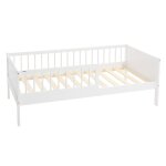 Lit enfant simple 80x160 cm sommier matelas et barri�re inclus blanc