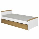 Lit enfant avec sommier gigogne effet bois blanc 90x190 cm