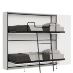 Lit escamotable horizontal superpos effet bois frne blanc