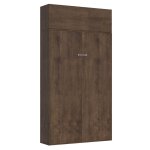 Lit escamotable vertical 140 av. �l�ment haut effet bois noyer