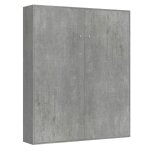 Lit escamotable vertical 160 effet bois gris b�ton
