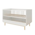 Lit évolutif bébé effet bois blanc 70x140 cm Lit évolutif bébé effet bois blanc 70x140 cm