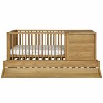 Lit volutif bb avec tiroir et matelas bois massif 70x120 cm