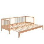 Lit extensible  barreaux bois massif htre naturel 80 - 160x200