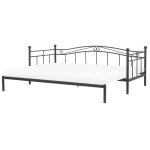 Lit extensible en métal noir 80 / 160 x 200 cm Lit extensible en métal noir 80 / 160 x 200 cm