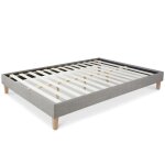 Lit futon double 180 x 200 cm en tissu gris de qualit