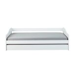 Lit gigogne en bois massif blanc avec sommier inclus 90x190
