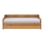 Lit gigogne en bois massif vernis 90 x 200 cm