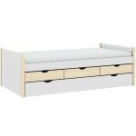 Lit gigogne enfant 90x190  tiroirs en bois blanc