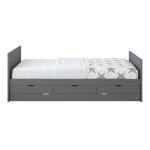 Lit gigogne, gris, sans matelas - 206, 5 x 97 x 75 cm Lit gigogne, gris, sans matelas - 206, 5 x 97 x 75 cm