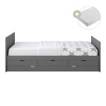 Lit gigogne avec matelas hybride gris 90 x 200cm Lit gigogne avec matelas hybride gris 90 x 200cm