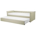 Lit gigogne en tissu beige 80 x 200 cm Lit gigogne en tissu beige 80 x 200 cm