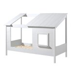 Lit maison 90x200cm blanc avec fentre + sommier