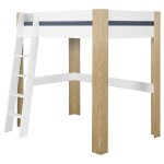 Lit mezzanine 2 places blanc et bois 140x190 cm Lit mezzanine 2 places blanc et bois 140x190 cm