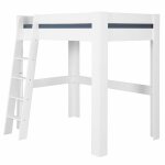 Lit mezzanine 2 places bois massif blanc 140x190 cm Lit mezzanine 2 places bois massif blanc 140x190 cm
