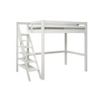 Lit mezzanine 2 places avec escalier 140x200 blanc