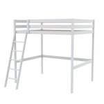 Lit mezzanine 2 places en pin, blanc, 140x190 cm