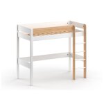 Lit mezzanine 90x190 en pin massif blanc et bois Lit mezzanine 90x190 en pin massif blanc et bois