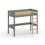 Lit mezzanine 90x190 en pin massif kaki et bois Lit mezzanine 90x190 en pin massif kaki et bois