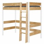 Lit mezzanine blanc et bois 90x190 cm