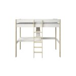 Lit mezzanine avec bureau 90x200 blanc et pin