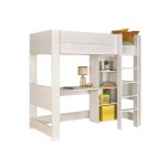 Lit mezzanine avec bureau et rangement 90x190 chne blanchi