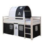 Lit mi - haut 90x200 avec chelle et rideau pirate noir