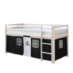 Lit mi - haut blanc 90x200 avec chelle et rideau pirate
