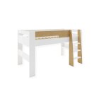 Lit mi - hauteur 90x190 blanc et chêne Lit mi - hauteur 90x190 blanc et chêne