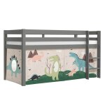 Lit mi - hauteur 90x200 sommier inclus housse dino gris Lit mi - hauteur 90x200 sommier inclus housse dino gris