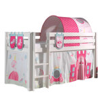 Lit mi - hauteur 90x200 sommier inclus housse princesse blanc