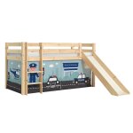 Lit mi - hauteur 90x200 toboggan sommier inclus housse police beige
