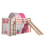 Lit mi - hauteur 90x200 toboggan sommier inclus housse princesse beige Lit mi - hauteur 90x200 toboggan sommier inclus housse princesse beige