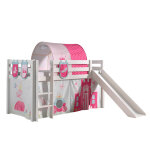 Lit mi - hauteur 90x200 toboggan sommier inclus housse princesse blanc Lit mi - hauteur 90x200 toboggan sommier inclus housse princesse blanc