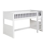Lit mi - hauteur bois massif blanc 90x190 cm Lit mi - hauteur bois massif blanc 90x190 cm