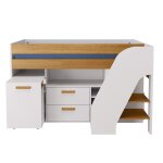 Lit mi - hauteur combin avec bureau blanc et noisette 90x200 cm