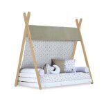 Lit montessori bois 70x140 cm + matelas + linge de lit imprim� jungle