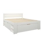 Lit rangement en bois massif blanc 160 x 200 cm Lit rangement en bois massif blanc 160 x 200 cm
