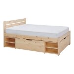 Lit rangement en bois massif naturel 160 x 200 cm